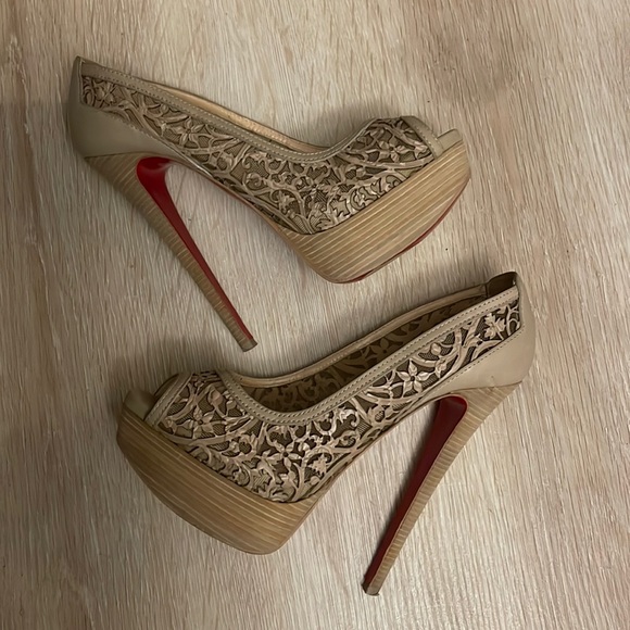 Louboutin Pampas 150MM Nude Laser Cut - 36 - Picture 6 of 9